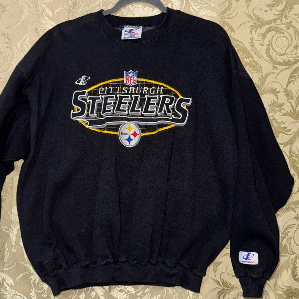 Logo Athletic Black Pittsburgh Steelers Men's Crewneck Sweater